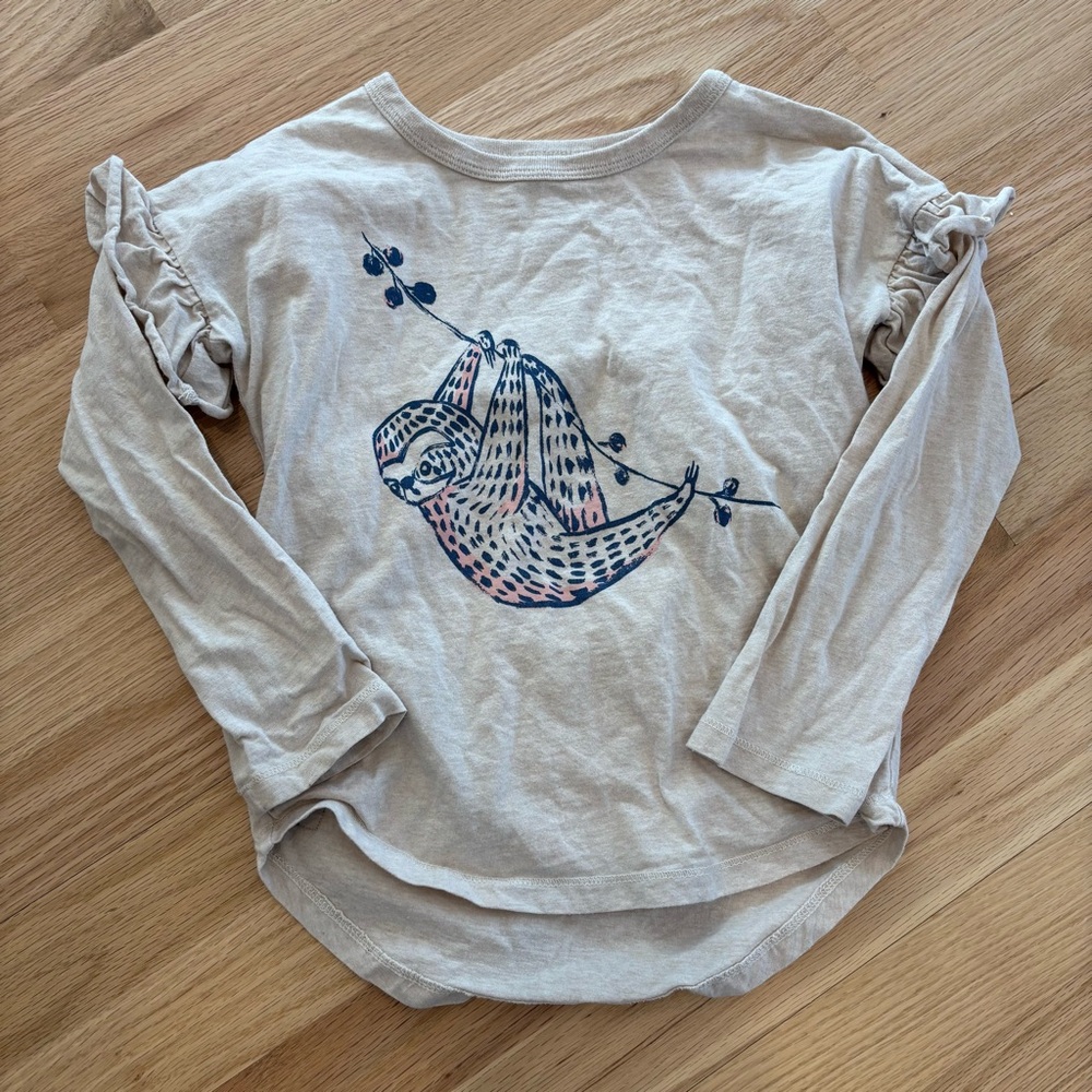 Tea Collection Girls Sloth Print Long Sleeve Top, Sz 5
